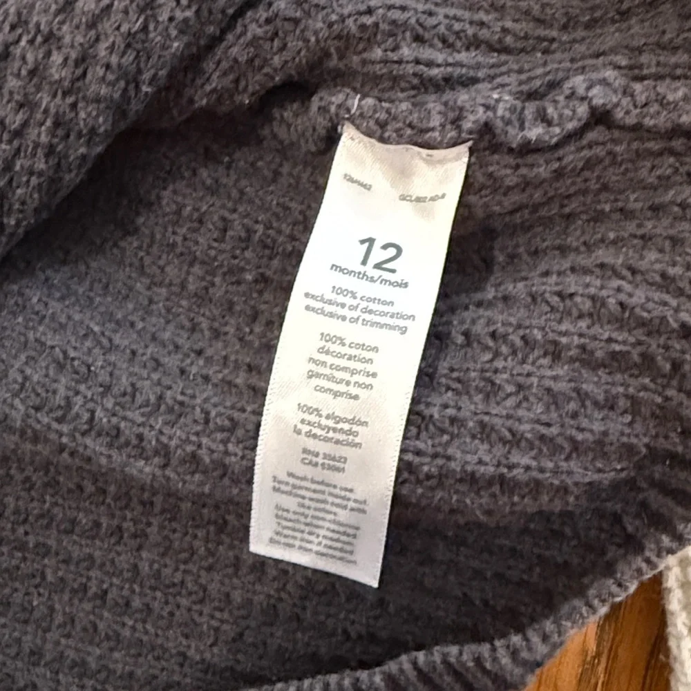 Carter's Grey and White Knit Hooded Cardigans Size 12 months GUC - Picture 5 of 6